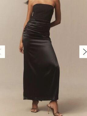 BHLDN Anastasia Strapless Satin Crepe Combo Maxi Dress NWT